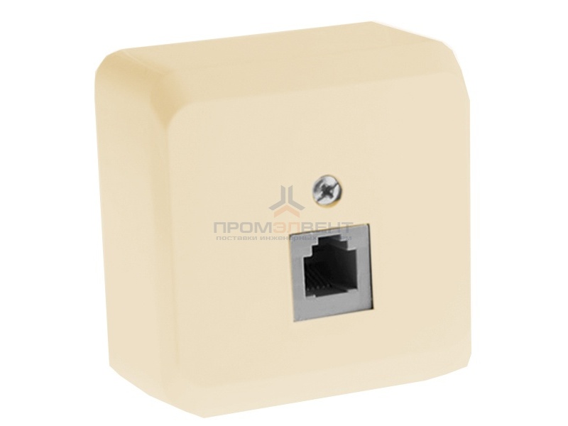 Розетка телефонная RJ-11 Этюд кремовая [уп 25 шт]